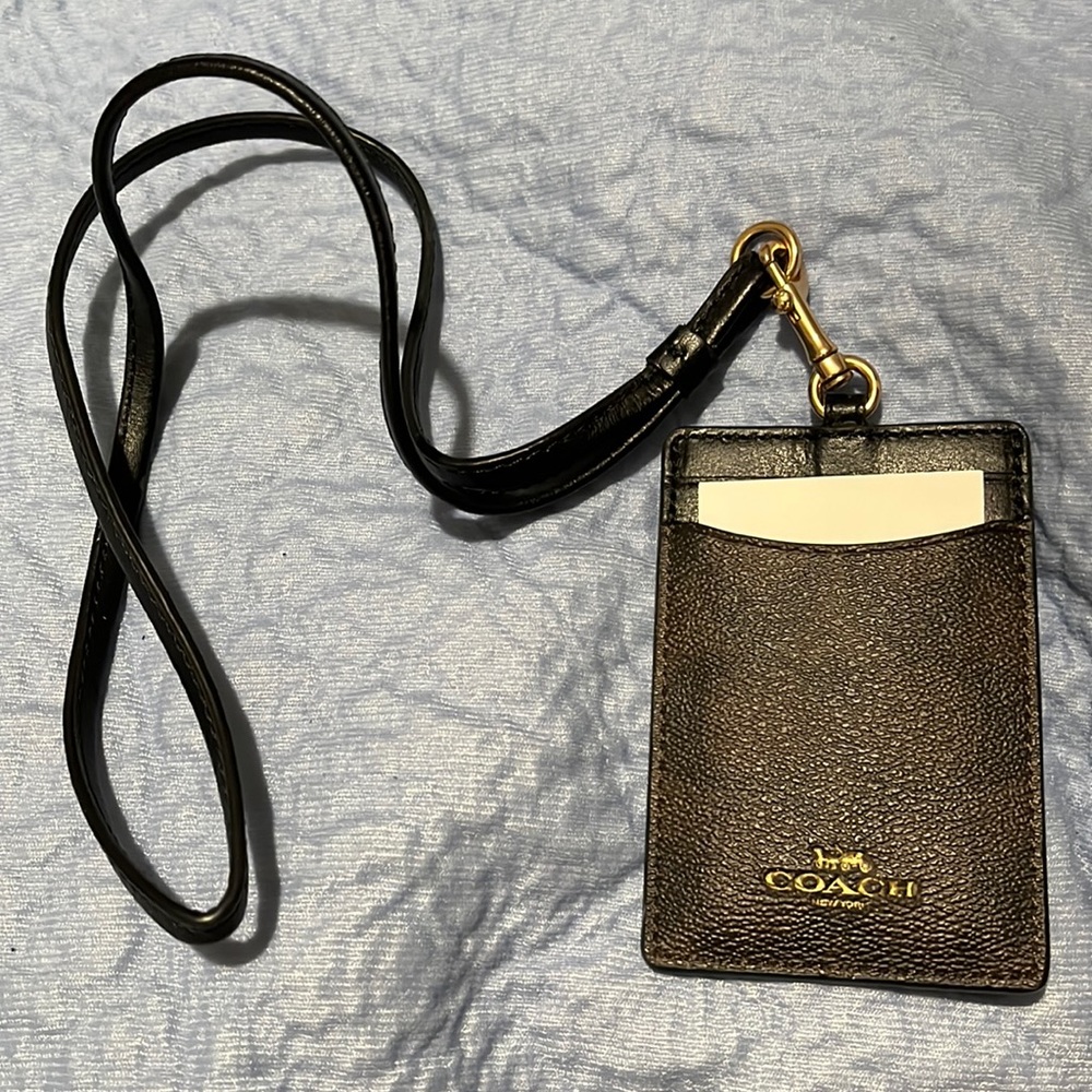 Coach ID holder with lanyard strap